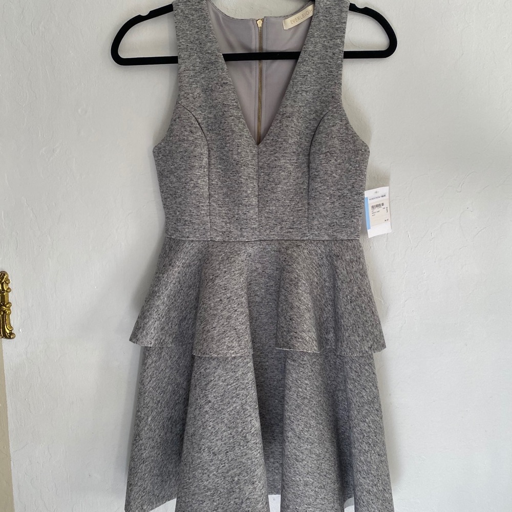 Everleigh Grey Heather Scuba Peplum Flare Dress